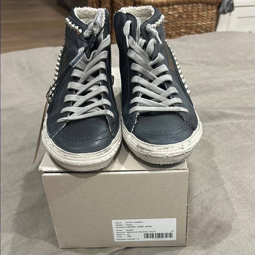 Golden Goose Dark Gray High-Tops with Studs
